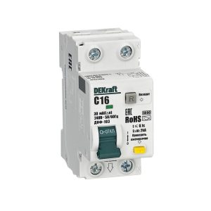Автомат дифференциальный Dekraft ДИФ-103 16А 1P+N тип A 30 мА 6 кА (16347DEK)
