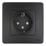 Розетка Systeme Electric Blanca встраиваемая антрацит со шторками (BLNRS001116)