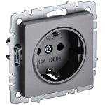 Розетка IEK Brite РС14-1-0-БрС встраиваемая сталь со шторками (BR-R14-16-K46)