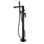 Смеситель для ванны напольный WasserKraft Elbe черный однорычажный с коротким изливом с лейкой (7421)