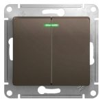 Выключатель Systeme Electric Glossa двухклавишный встраиваемый шоколад с подсветкой (GSL000853)