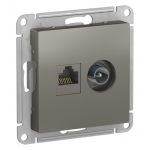 Розетка телевизионная/ компьютерная Systeme Electric AtlasDesign встраиваемая сталь TV/ RJ45 (ATN000989)