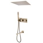Душевая система Abber Daheim встраиваемая с верхним душем с лейкой со смесителем золото матовое (AF8254G)
