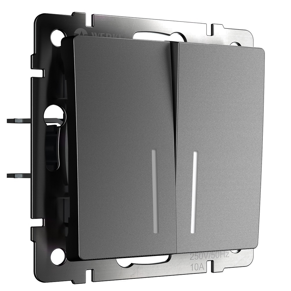 original-14012.jpg Выключатель Werkel двухклавишный встраиваемый графит матовый проходной с подсветкой (a063102) — изображение 1