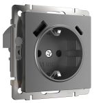 Розетка Werkel встраиваемая графит матовый со шторками с USB-A/ Type-C (a063106)