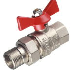 Кран шаровой латунный Valtec Base 1/2 ВР(г) х 1/2 НР(ш) бабочка с полусгоном прямой (VT.227.N.04)