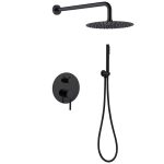 Душевая система Abber Emotion встраиваемая с верхним душем с лейкой со смесителем черная матовая (AF8818B)