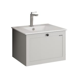 Комплект тумба с раковиной Comforty Моа 60 см подвесная серый шелк (00-00021213CF)