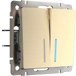 Выключатель Werkel двухклавишный встраиваемый шампань с подсветкой (a050859)