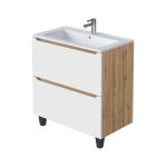 Тумба под раковину Маркастрой Line 85 см напольная дуб вотан/белая (Ц0000041929)