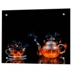 Панель стеновая закаленное стекло для кухни 600х500х4 мм огненный сервиз