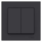 Выключатель Systeme Electric AtlasDesign двухклавишный встраиваемый карбон (ATN001052)