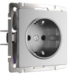 Розетка Werkel встраиваемая серебряная матовая со шторками (a063613)