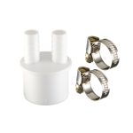 Переходник двойной для подключения сливного шланга ДТРД 14х40 мм с хомутами