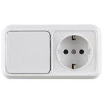 Блок выключатель и розетка Makel Siva Ustu одноклавишный накладной белый (451A1)