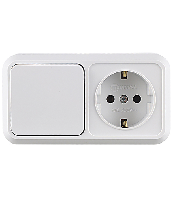 original-16510.jpg Блок выключатель и розетка Makel Siva Ustu одноклавишный накладной белый (451A1) — изображение 1