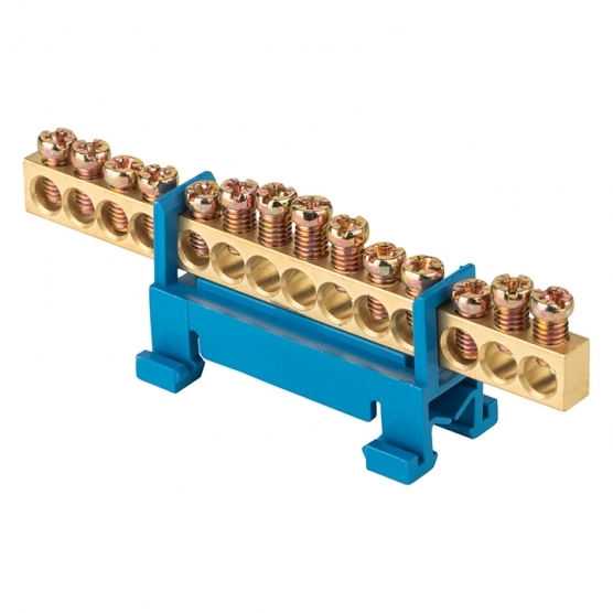 original-16610.jpg Шина нулевая изолятор Стойка на DIN-рейку EKF PROxima 6х9 мм 14 отверстий синяя (20 шт.) (sn0-63-14-sb) — изображение 1