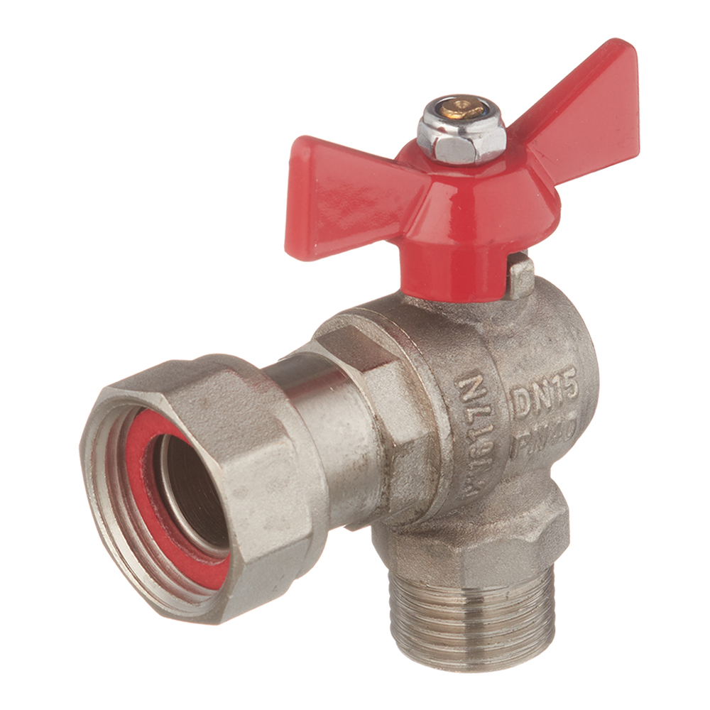 original-17362.jpg Кран шаровой латунный Valtec Base 3/4 ВР(г) х 1/2 НР(ш) бабочка с накидной гайкой угловой (VT.267.N.0405) — изображение 1