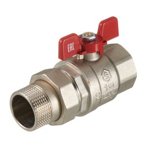 Кран шаровой латунный Stout SVB 1 1/4 ВР(г) х 1 1/4 НР(ш) полнопроходной бабочка со сгоном прямой (SVB-1007-200032)