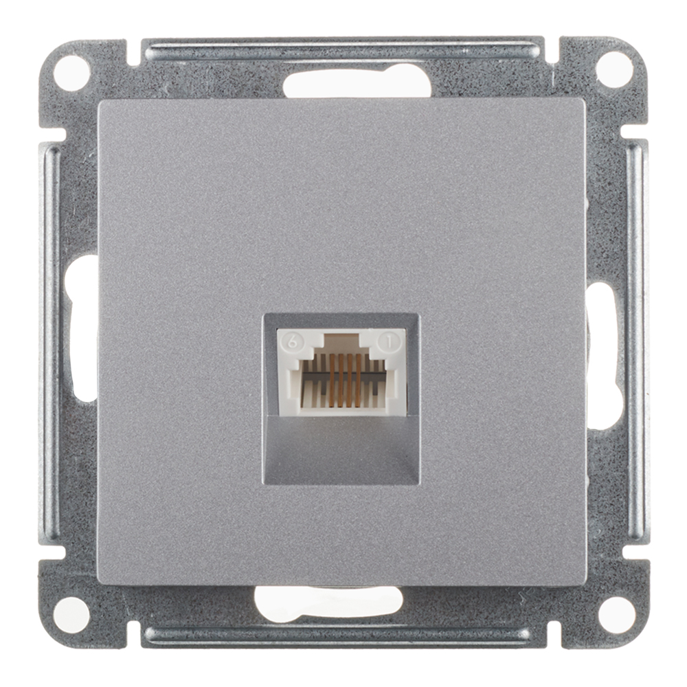 original-17712.jpg Розетка телефонная Systeme Electric AtlasDesign встраиваемая алюминий RJ11 (ATN000381) — изображение 1