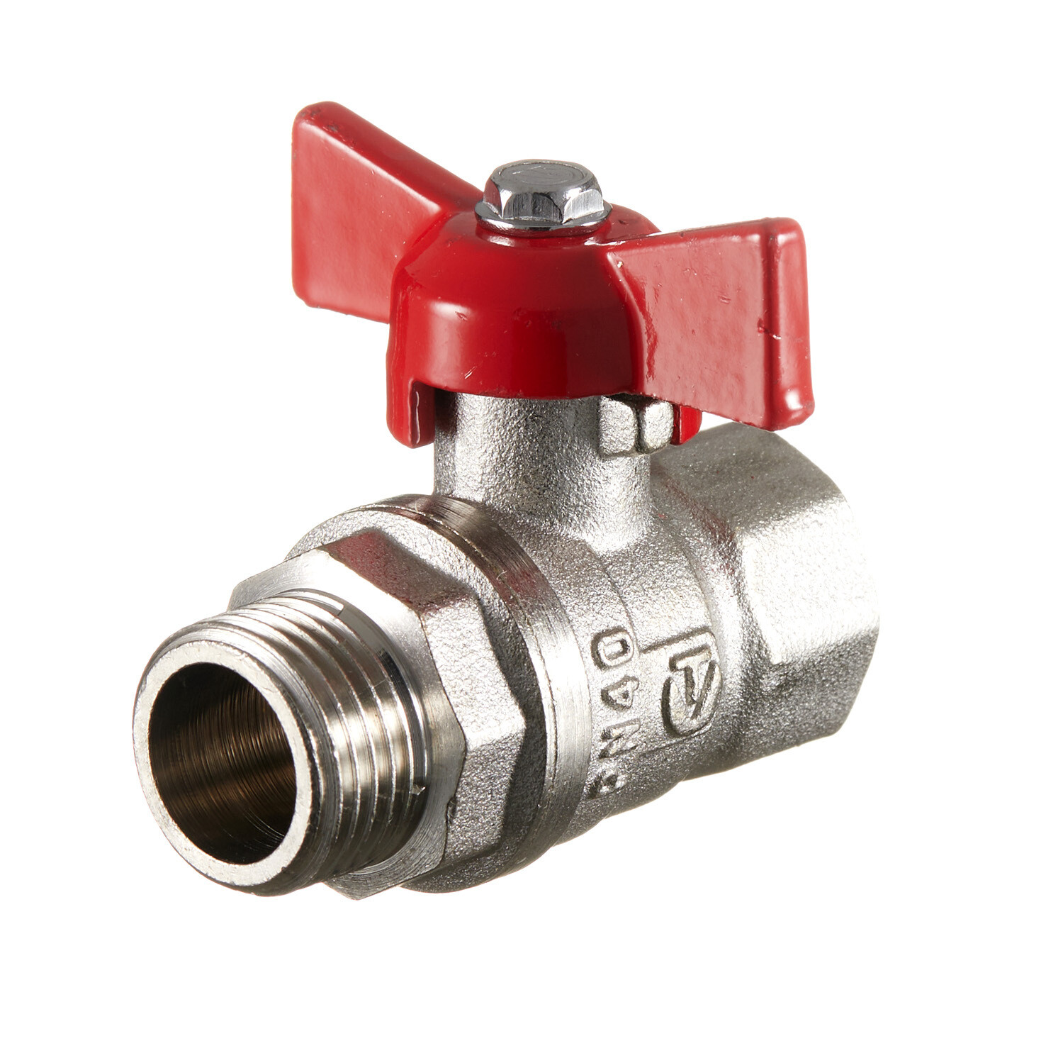 original-18667.jpg Кран шаровой латунный Valtec 1/2 ВР(г) х 1/2 НР(ш) полнопроходной бабочка прямой (VT.123.N.04) — изображение 1