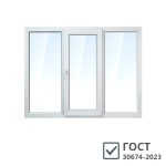 Пластиковое окно VEKA WHS 60 1440х1920 мм 3 створки левая глухая центр поворотно-откидная правая глуха однокамерное