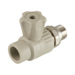 Кран шаровой полипропиленовый Valfex 20 мм х 1/2 НР(ш) с американкой прямой серый (10149020Г)