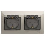 Розетка Systeme Electric Glossa встраиваемая молочная со шторками (GSL000947)