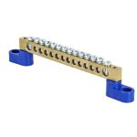 Шина нулевая на 2-х угловых изоляторах EKF PROxima 8х12 мм 14 отверстий синяя (10 шт.) (sn0-63-14-2)