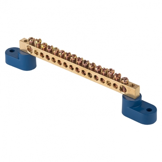 original-19819.jpg Шина нулевая на 2-х угловых изоляторах EKF PROxima 6х9 мм 16 отверстий синяя (10 шт.) (sn0-2-63-16) — изображение 1