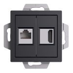 Розетка компьютерная Systeme Electric AtlasDesign встраиваемая алюминий HDMI/ RJ45 (ATN001082)