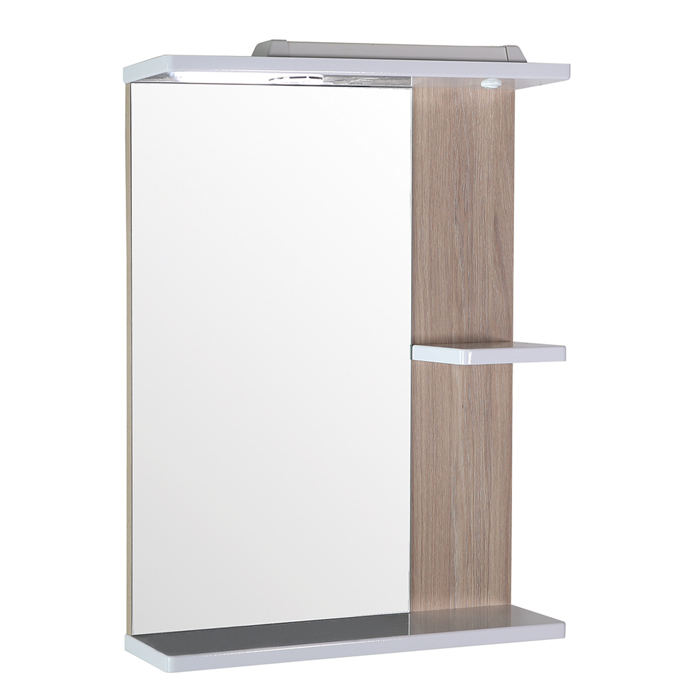 original-20687.jpg Зеркало с подсветкой с полкой прямоугольное 60х75 см в раме белой/дуб янтарный АСБ-Мебель Магнолия (9099) — изображение 1