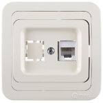 Розетка компьютерная Makel Mimoza встраиваемая бежевая RJ45 (25035)
