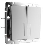 Выключатель Werkel двухклавишный встраиваемый серебряный матовый с подсветкой (a063610)