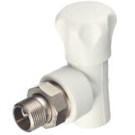 Клапан полипропиленовый Valtec 25 мм х 3/4 НР(ш) для радиатора с американкой угловой (VTp.718.V.02505)