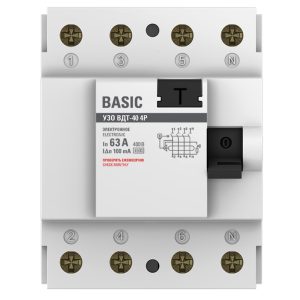 УЗО EKF Basic ВДT-40 63А 3P+N тип AC 100 мА 4,5 кА компактное (elcb-4-63-100e-sim)
