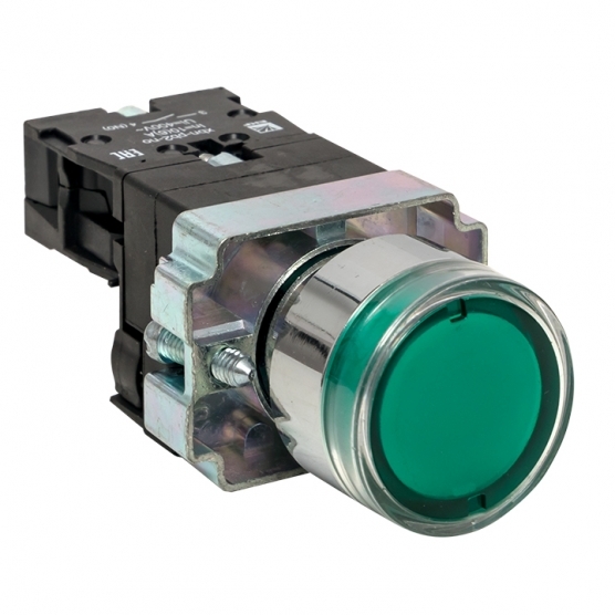 original-22945.jpg Кнопка плоская EKF PROxima ВА31 24 В IP40 без фиксации с подсветкой зеленая (xb2-bw31-24) — изображение 1