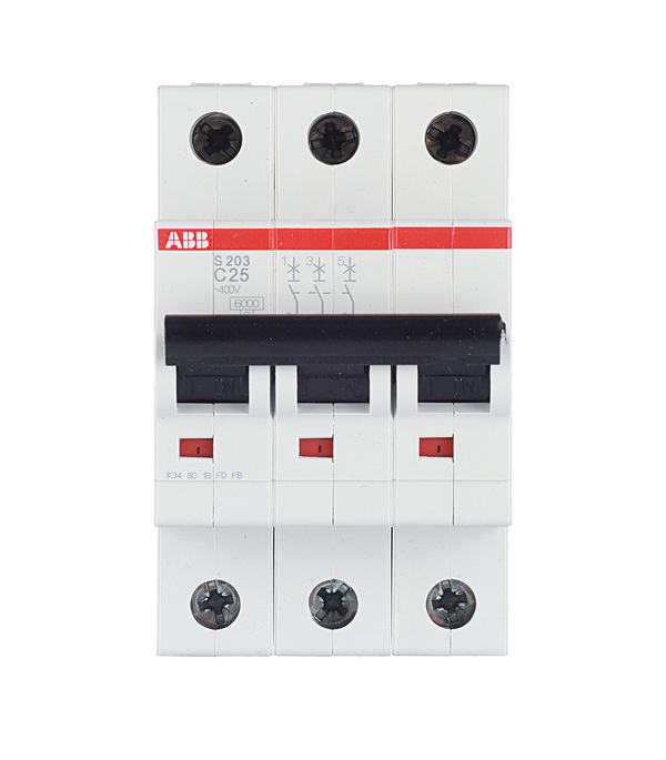 original-22963.jpg Автоматический выключатель модульный ABB S203 3P 25А тип C 6 кА 400 В (2CDS253001R0254) — изображение 1
