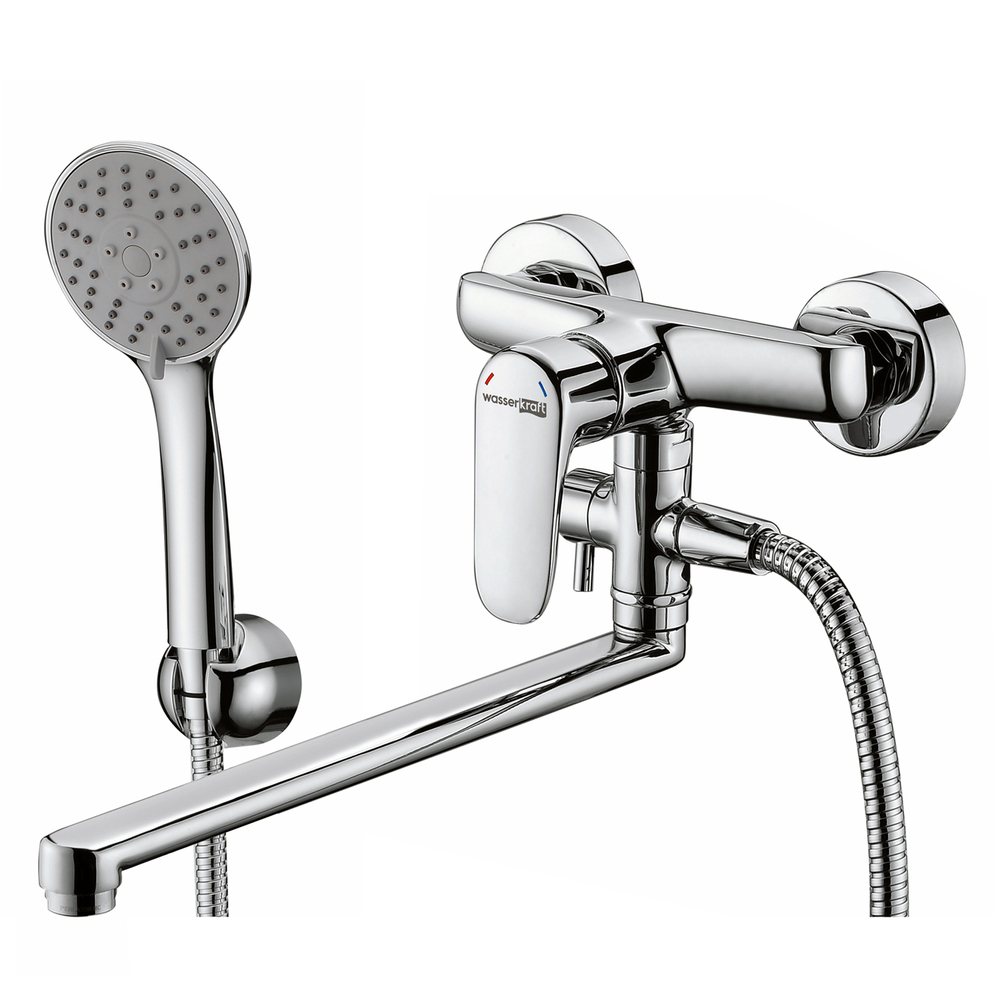 original-25503.jpg Смеситель для ванны WasserKraft Vils хром однорычажный с длинным изливом с лейкой (5602L) — изображение 1
