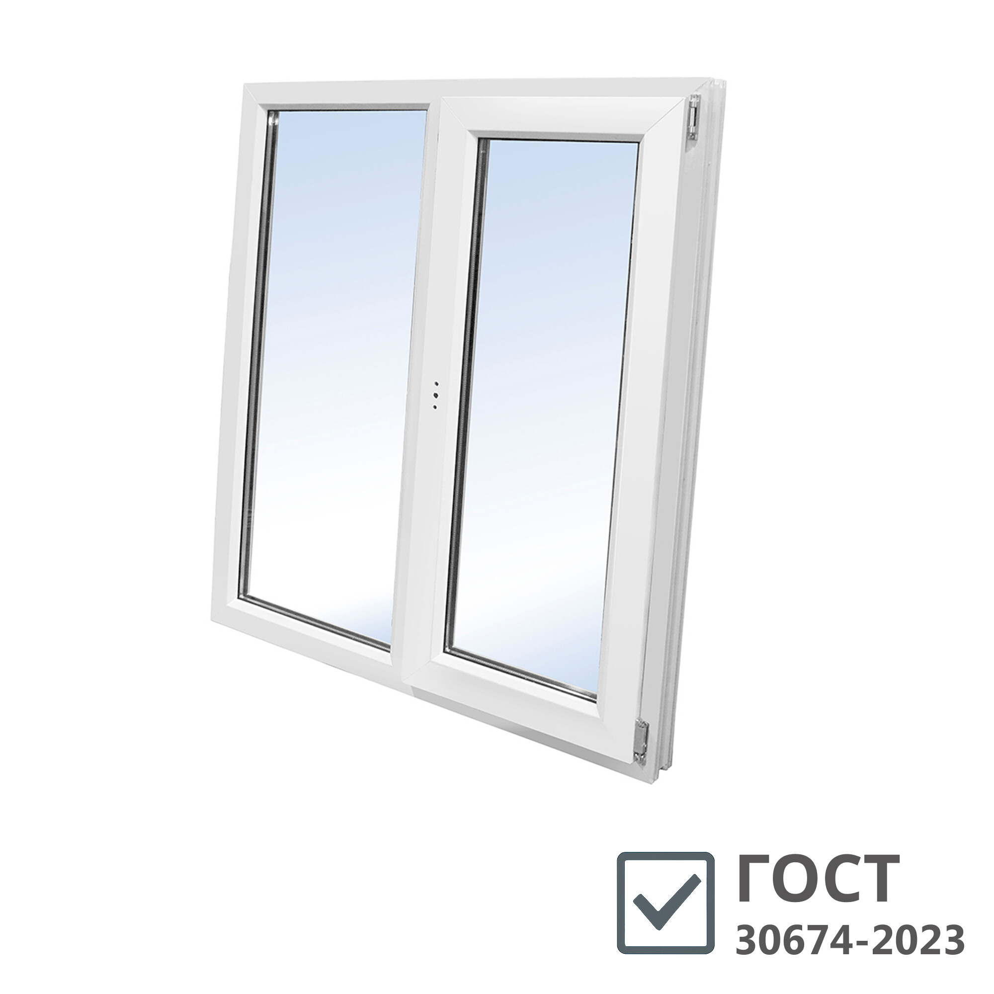 original-25618.jpg Пластиковое окно VEKA WHS Halo 60 1160х1200 мм 2 створки левая глухая правая поворотно-откидная двухкамерное — изображение 1