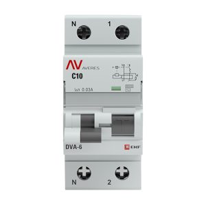 Автомат дифференциальный EKF Averes DVA-6 10А 1P+N тип AC 30 мА 6 кА (rcbo6-1pn-10C-30-ac-av)
