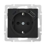 Розетка Lezard Vesna встраиваемая черный бархат с USB-A/ Type-C (742-4288-181TC)