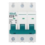 Автоматический выключатель модульный Dekraft BA-103 3P 20А тип C 6 кА 230/400 В (12306DEK)