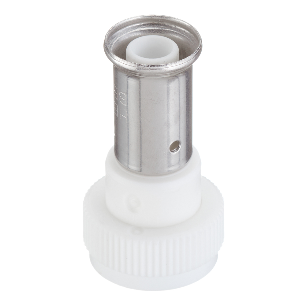 original-27818.jpg Муфта с накидной гайкой Henco (19PKW-1605) 16(пресс) х 3/4 ВР(г) под евроконус белая PVDF — изображение 1