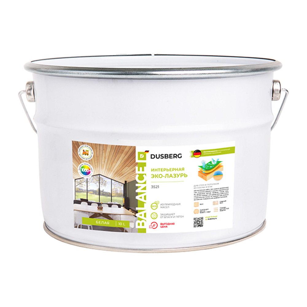 original-27937.jpg Эко-лазурь Dusberg Balance для дерева белая шелковисто-матовая 10 л — изображение 1