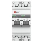Автоматический выключатель модульный EKF PROxima ВА 47-63 2Р 20А тип C 4,5 кА 230 В (mcb4763-2-20C-pro)