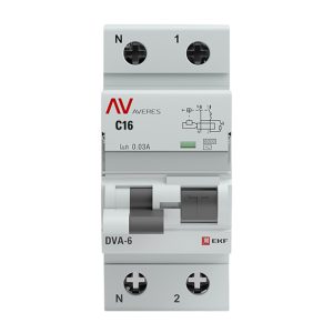 Автомат дифференциальный EKF Averes DVA-6 16А 1P+N тип AC 30 мА 6 кА (rcbo6-1pn-16C-30-ac-av)