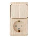 Блок выключатель и розетка Systeme Electric Этюд двухклавишный накладной сосна (BPA16-202D)
