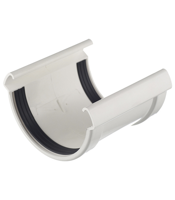 original-29722.jpg Соединение желоба Docke Lux пластиковое d140 мм пломбир RAL 9003 — изображение 1