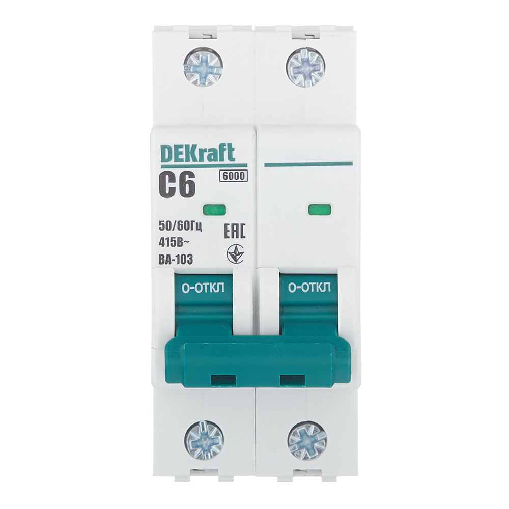 original-29817.jpg Автоматический выключатель модульный Dekraft BA-103 2P 6А тип C 6 кА 230/400 В (12285DEK) — изображение 1